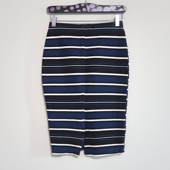 Zara Midi Striped Pencil Skirt Small - Picture 2 of 4